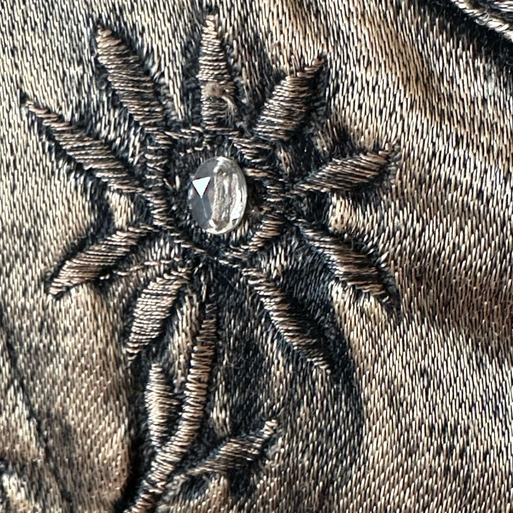 Vintage Flashback Lg Tapestry Embroidered Crocheted Beaded Boho Brown Jacket - Picture 8 of 16